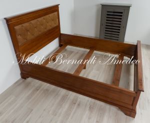 OC289 Letto Matrimoniale In Noce Queen Size Con Testiera Pelle 13
